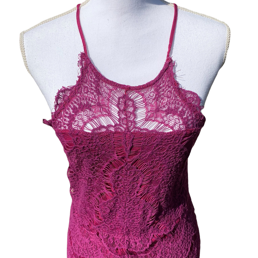 Free People Intimately She Got It Dahlia Purple Lace Slip Bodycon Dress Small - Picture 6 of 8